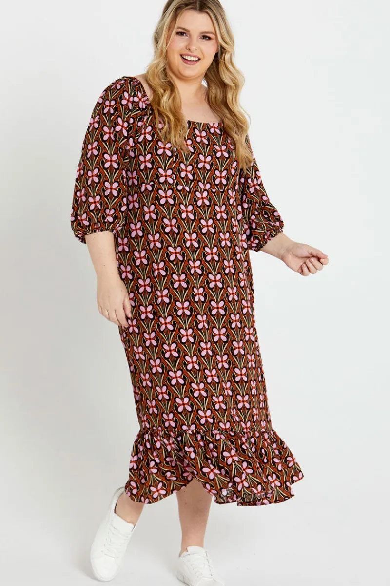 angela_frill_hem_midi_dre_2.webp Sass Angela Frill Hem Midi Dress^ Dresses