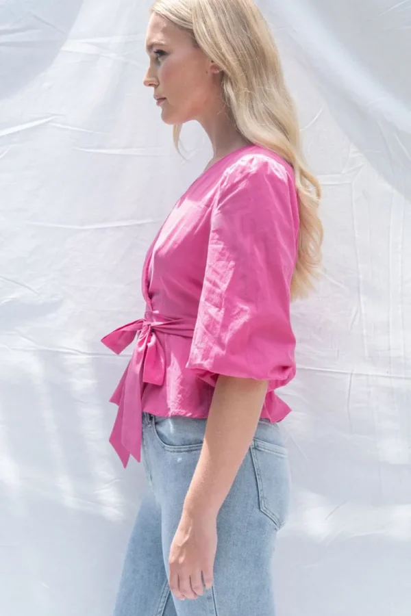 Zeinert & Co Cross Front Bubble Sleeve Top^ Tops