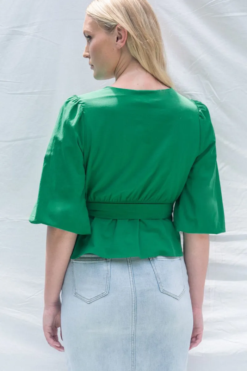 cross_front_bubble_sleeve_2.webp Zeinert & Co Cross Front Bubble Sleeve Top^ Tops