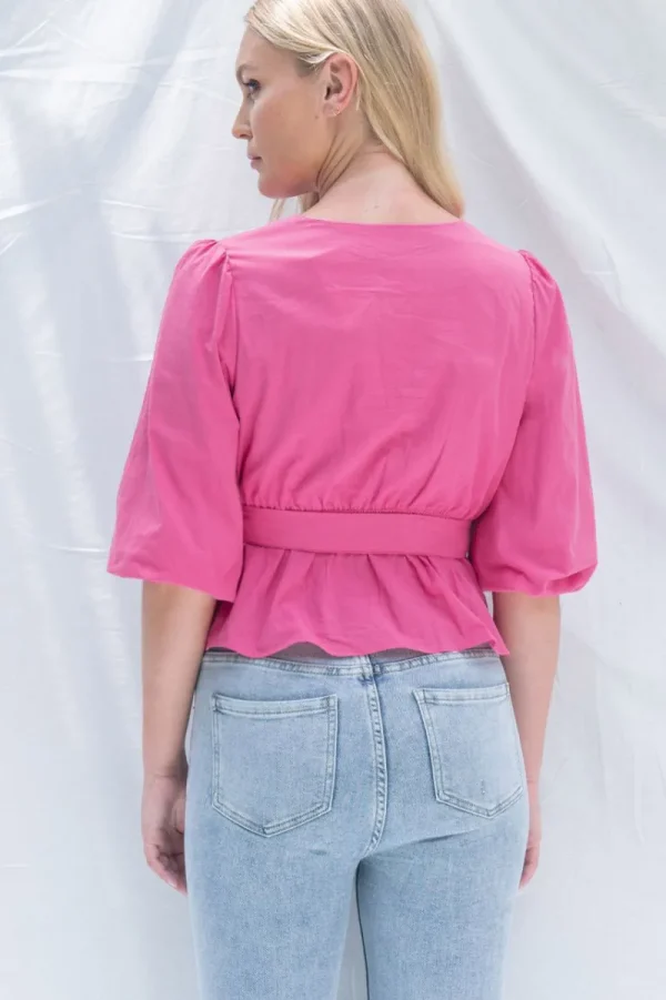 Zeinert & Co Cross Front Bubble Sleeve Top^ Tops