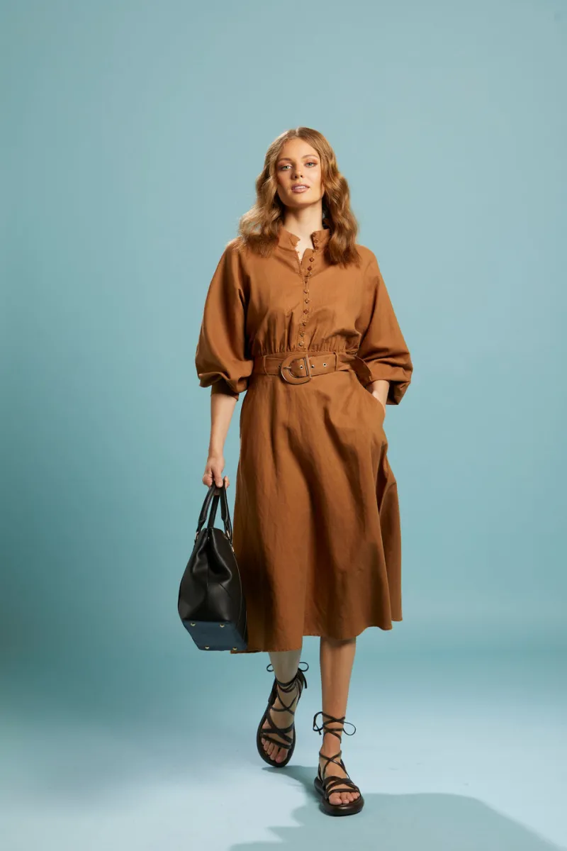 exhale_belted_midi_dress__0.webp Fate and Becker Exhale Belted Midi Dress SHORT SLEEVE^ Belts | Dresses
