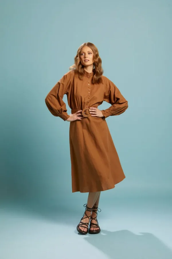 Fate and Becker Exhale Belted Midi Dress SHORT SLEEVE^ Belts | Dresses
