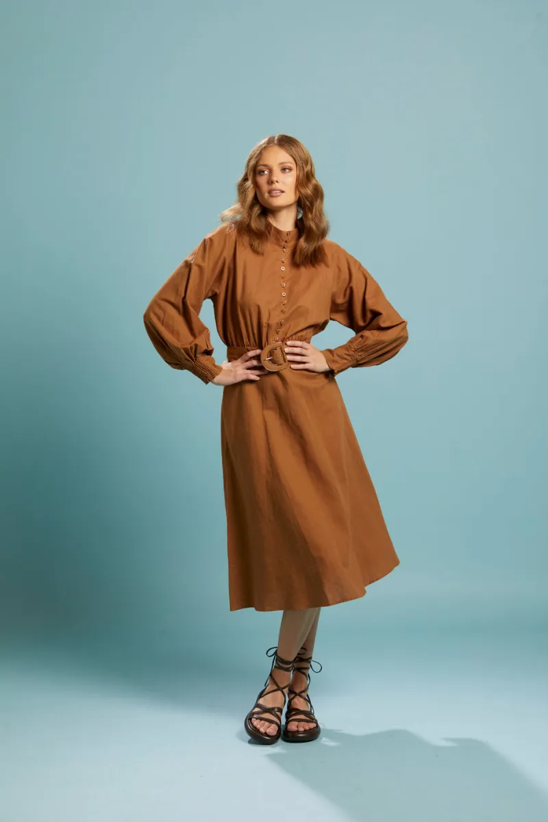 exhale_belted_midi_dress__1.webp Fate and Becker Exhale Belted Midi Dress SHORT SLEEVE^ Belts | Dresses