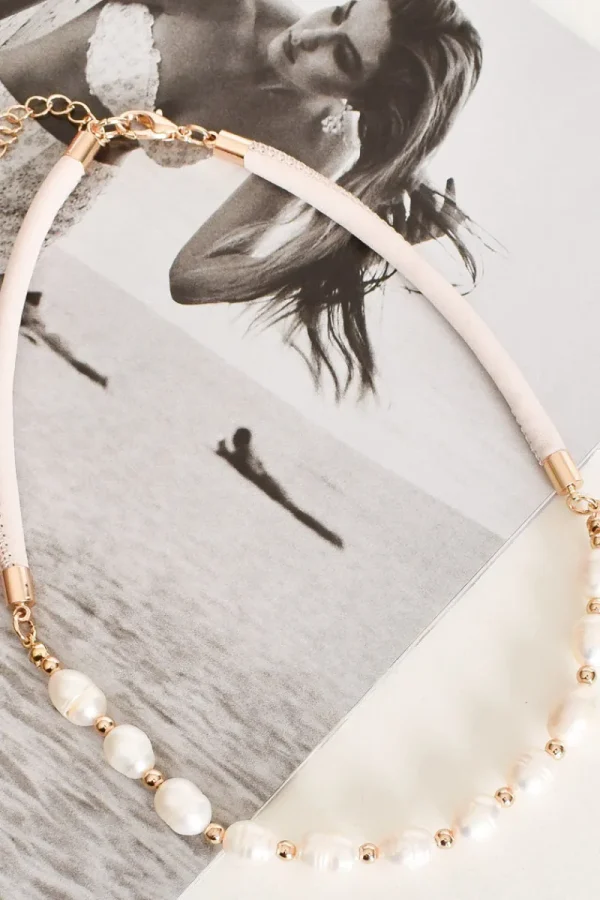 Adorne Leather Back Natural Pearl Necklace^ Jewellery