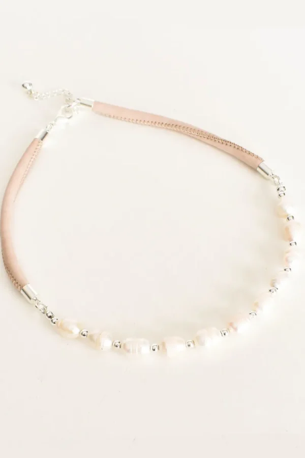 Adorne Leather Back Natural Pearl Necklace^ Jewellery