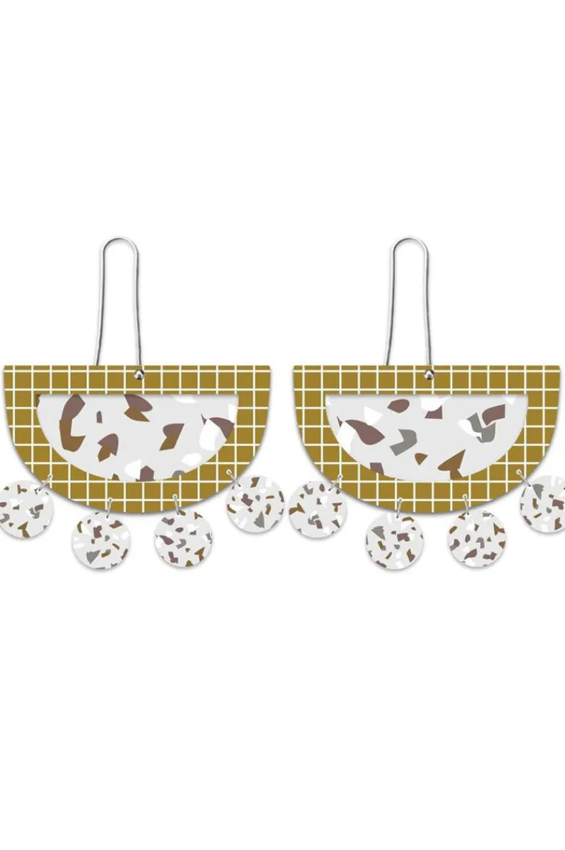 neutral_tones_terrazzo_la_0.webp MoeMoe Design Neutral Tones Terrazzo Layered Moon Outline Long Drop Earrings^ Jewellery