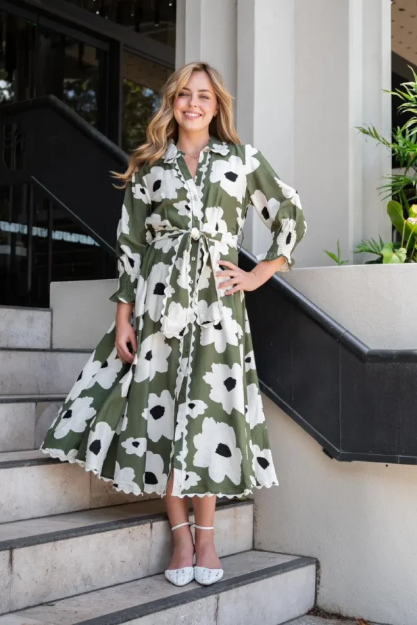 Zeinert & Co Poppy Print Lace Trim Midi Dress^ Dresses