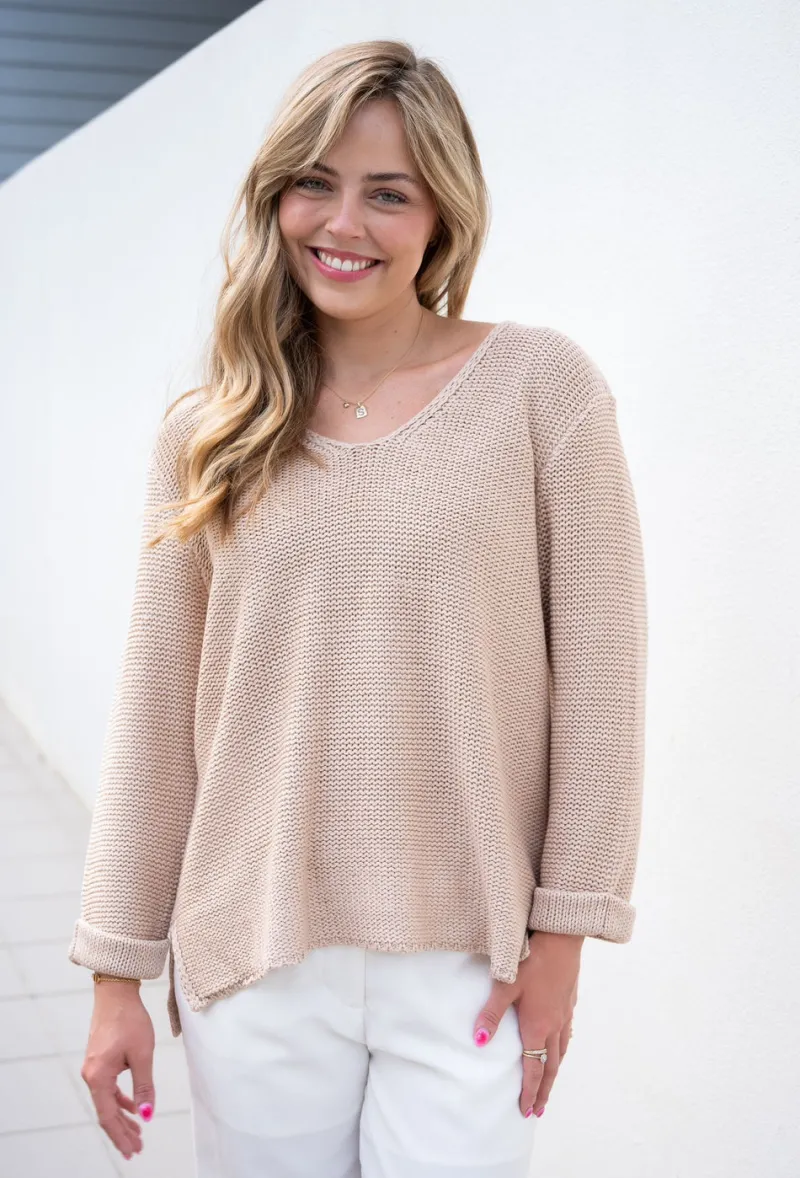 roll_up_sleeve_knit_top_0-3.webp Zeinert & Co Roll Up Sleeve Knit Top^ Jumpers + Sweaters | Tops