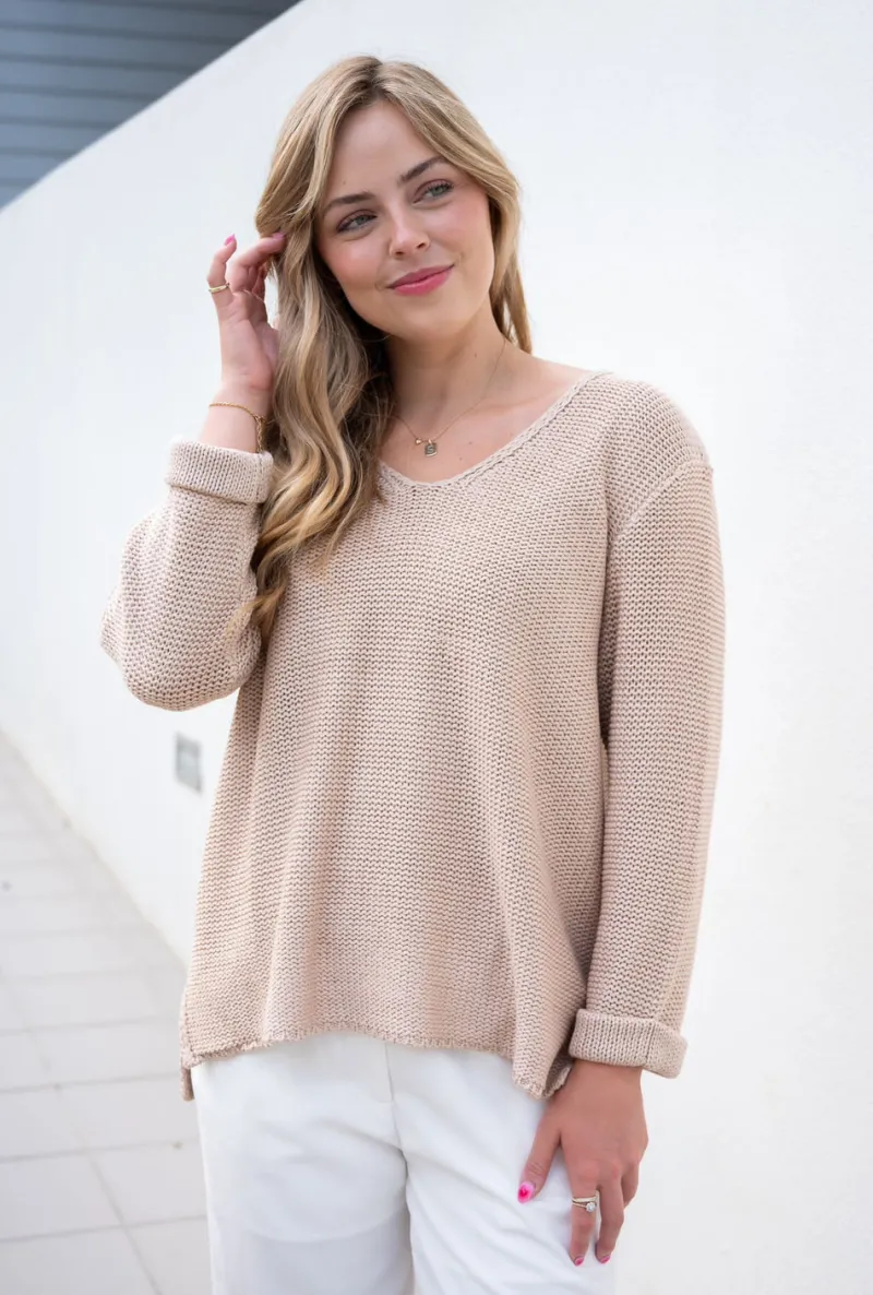 roll_up_sleeve_knit_top_1-3.webp Zeinert & Co Roll Up Sleeve Knit Top^ Jumpers + Sweaters | Tops