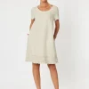 Gordon Smith Ruffle Hem Linen Dress Scoop Neck^ Dresses