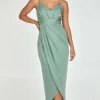 Zeinert & Co Satin Pleated Midi Dress^ Dresses