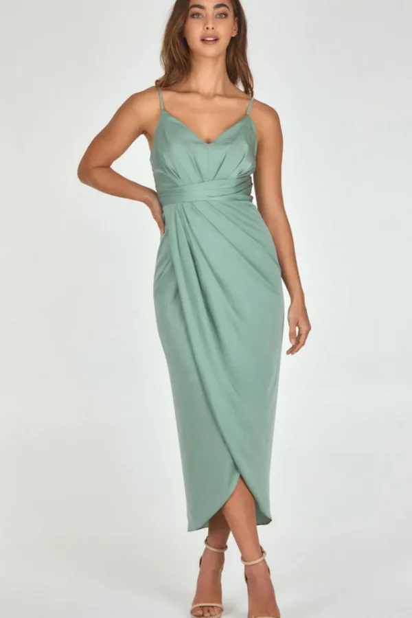 Zeinert & Co Satin Pleated Midi Dress^ Dresses