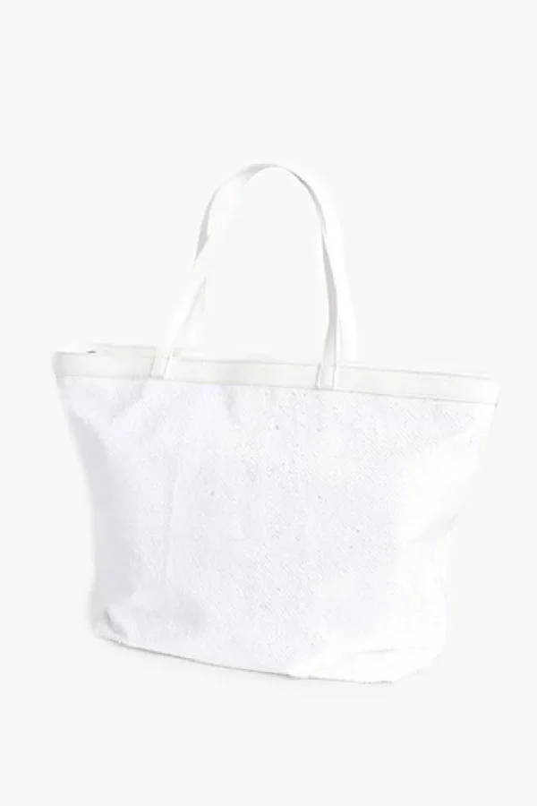 Adorne Sequin Trim Large Tote (White)^ Handbags