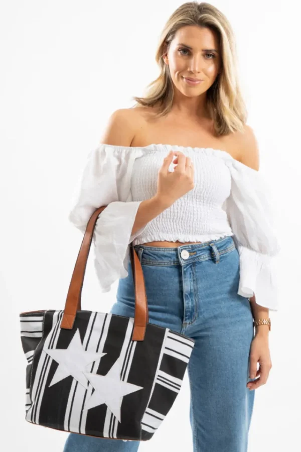 SassyDuck Star & Stripes Canvas Tote Bag^ Handbags